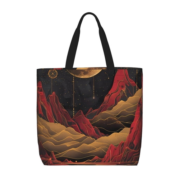 Picia Lunar Mountains Golden Rivers for Tote Bag for Women with Zipper, Gym Tote with Compartments, Laptop Work Tote Nurse Dance Yoga Bag for Sport, Travel