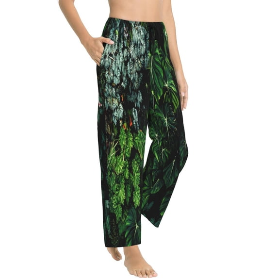 Picia Lush Foliage Green Plant Womens Soft Woven Cotton Elastic Waistband Sleep Pajama Pant Lounge Sleep Pant With Pockets And Drawstring-X-Large