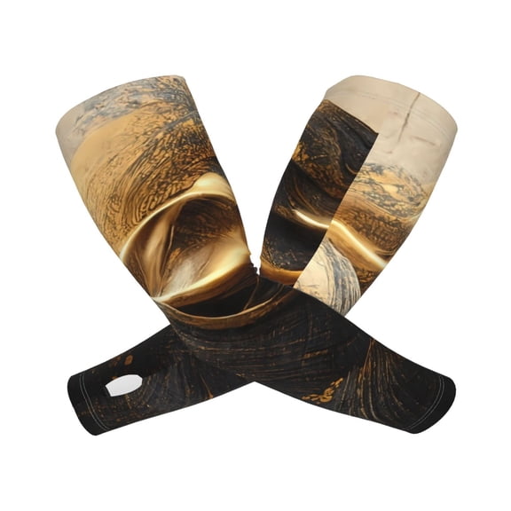 Picia Luxurious Gold Flow Arm Sleeves for Men and Women - Tattoo Cover Up UPF 50+ Cooling Sports Sleeve for Basketball Golf Football-One Size