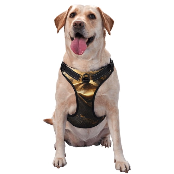 Picia Luxurious Gold Flow No-Pull Dog Harness Reflective Front Clip Vest with Handle,Step-in Air Dog Harness,Adjustable 2 Metal Rings 4 Buckles,Easy to Put on & Take Off X-Large