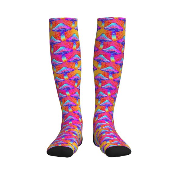 Picia Magic Mushrooms Printed Sports Compression Socks - 15-20mmHg Graduated Compression, High-Performance Soft and Breathable Socks for Men and Women