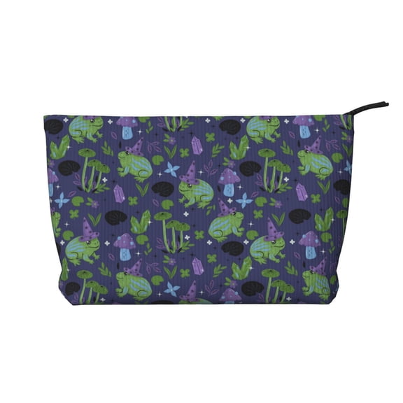 Picia Magic Toads in Hats Printed Cosmetic Bags for Women Makeup Bag Large Capacity Purse Travel Toiletry Zipper Storage Pouch Make up Brushes Organizer for Gifts