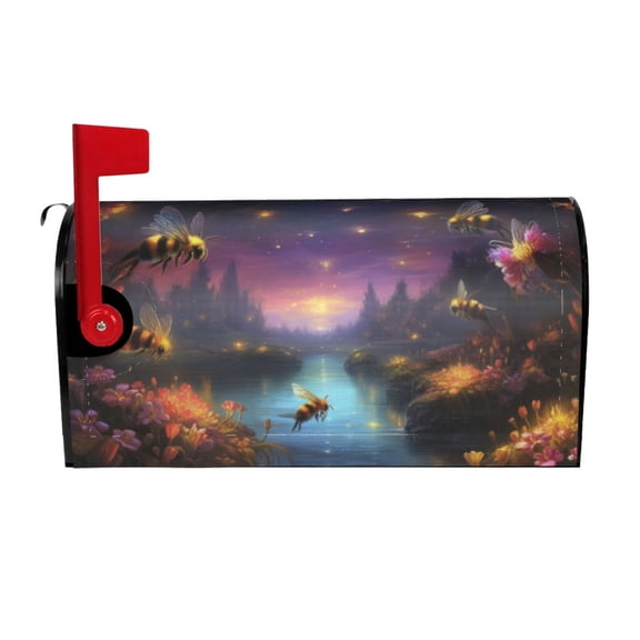 Picia Magical Bees Twilight River Magnetic Mailbox Cover Standard Size-25.5x21 in