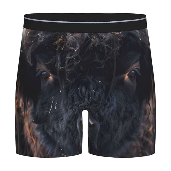 Picia Majestic Black Yak Pattern Men's Athletic Long Leg Briefs , Performance Stretch Underwear，Moisture-Wicking