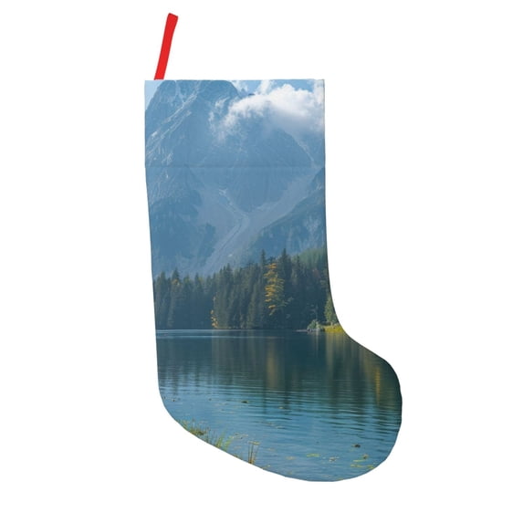 Picia Majestic Deer Mountain Lake for 18in Christmas Stockings, Xmas Stocking for Kids, Holiday and Family Stocking for Fireplace or Party Decoration