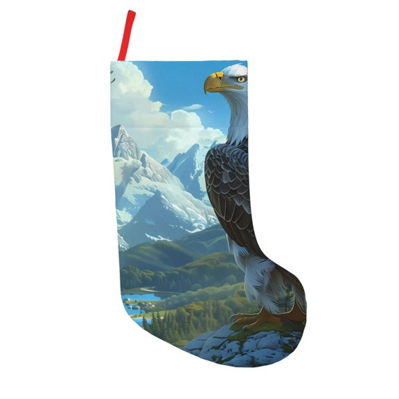 Picia Majestic Eagle Over Castle for 18in Christmas Stockings, Xmas Stocking for Kids, Holiday and Family Stocking for Fireplace or Party Decoration