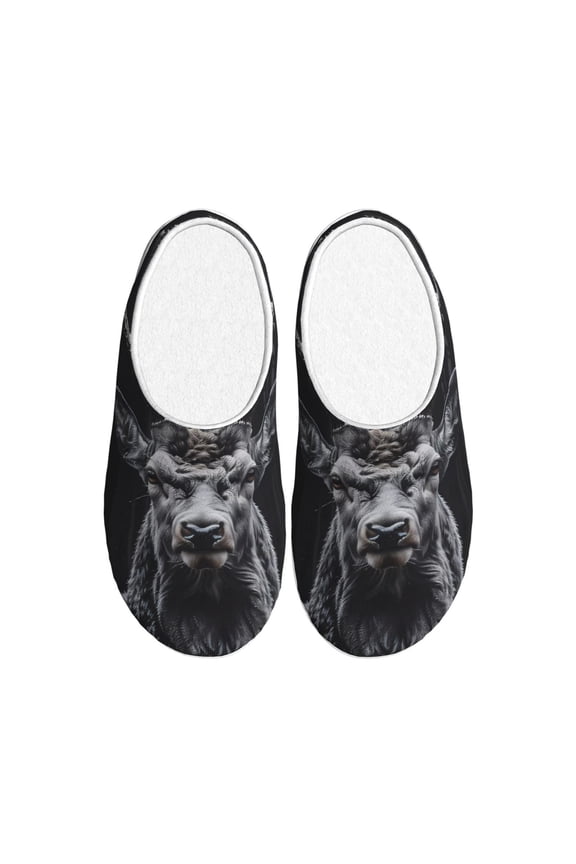 Majestic Forest Stag for Women's Lamb-hug Comfy Fleece House Slippers Memory Foam, Slip-on House Shoes Indoor Outdoor-42/43