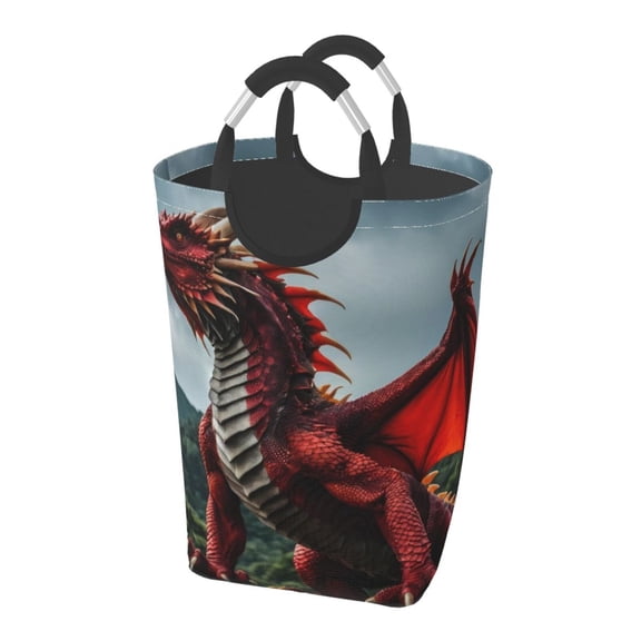Picia Majestic Red Dragon Laundry Basket With Handles Laundry Hamper Toys Storage Organizer Foldable Bucket Washing Bin Dirty Clothes Bag For Home Bathroom Bedroom Dorm