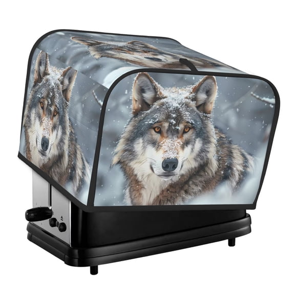 Picia Majestic Snowy Wolf Print 4 Slice Toaster Cover , Toaster Protector Dustproof Kitchen Appliance Cover, Kitchen Appliance Dustproof Protector