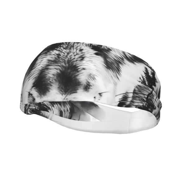 Picia Majestic Wolf Landscape Print Mens Running Headband,Mens Sweatband Sports Headband for Running,Cycling,Basketball,Yoga,Fitness Workout