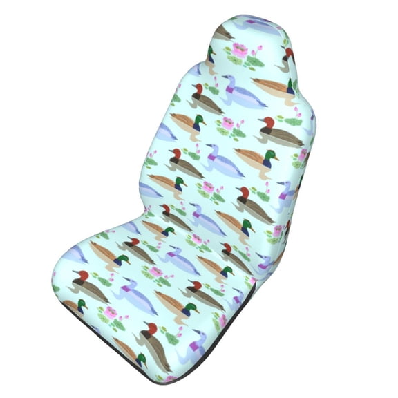 Picia Mallard Duck Of Lotus Flowers Print Waterproof Sweating Car Seat Cover for Post Gym Workout, Running, Beach and Hiking, Universal Fit Anti-Slip Bucket Seat Protector
