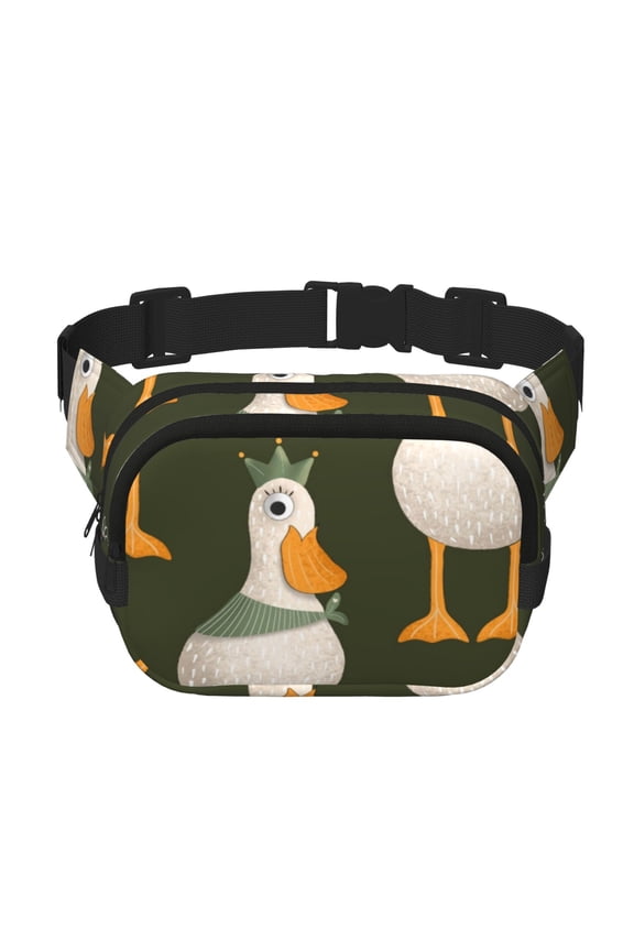 Mallard Ducks Wild Birds Print Square Double-Layer Waist Bag Mini Adjustable Waist Belt Bag Exercise Running Travel Hiking