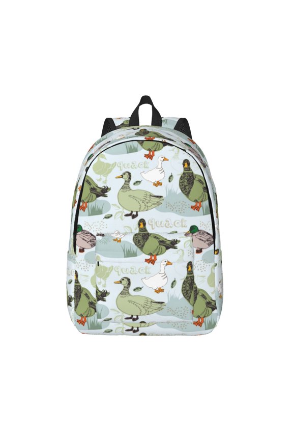 Mallard Ducks Wild Birds Printed Canvas Daypack - Stylish and Durable Vintage Compact Backpack - Class, Work, Travel, or Laptop Bookbag,Organized Compartments-Small
