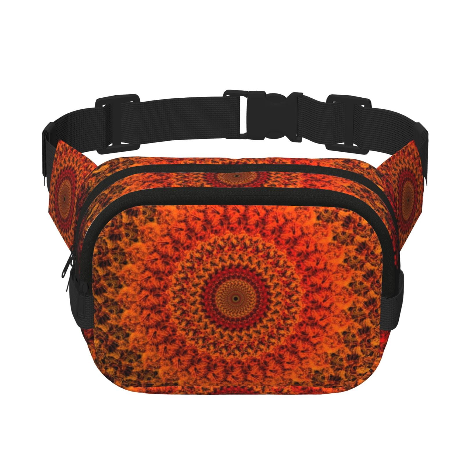 Picia Mandala Print Square Double-Layer Waist Bag Mini Adjustable Waist Belt Bag Exercise Running Travel Hiking