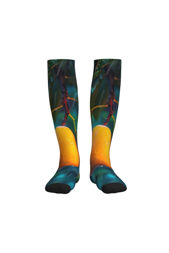 Mango In The Rain Printed Sports Compression Socks - 15-20mmHg Graduated Compression, High-Performance Soft and Breathable Socks for Men and Women