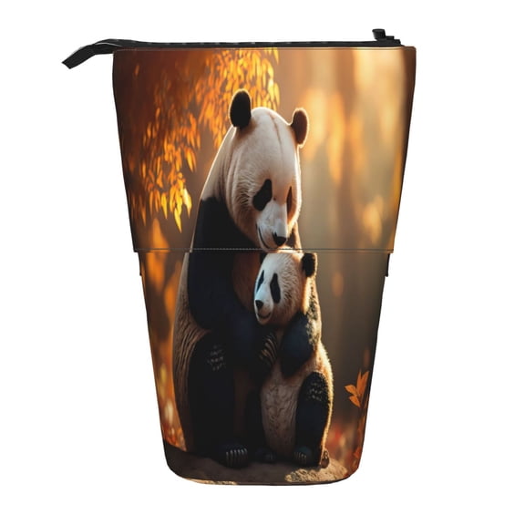 Picia Maple Forest Panda Print Telescopic Pencil Case, Telescopic Pen Holder Telescopic Pencil Pouch Bag Stationery Pencil Case Box Storage Organizer Makeup Bag
