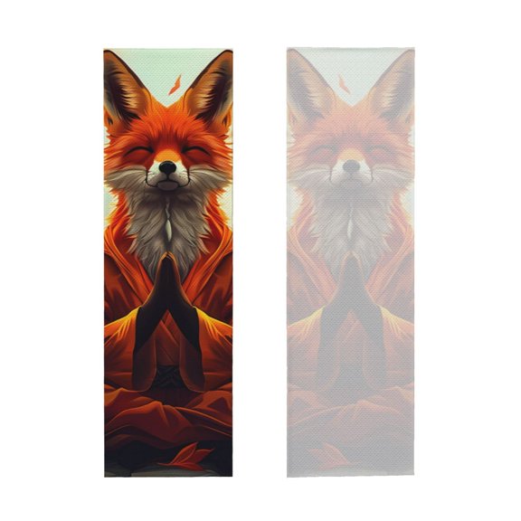 Picia Maple Leaf Meditating Fox Pattern Cooling Towels (40"x12") Cool Towel, Cold Towel, Microfiber Soft Breathable Chilly Ice Towel