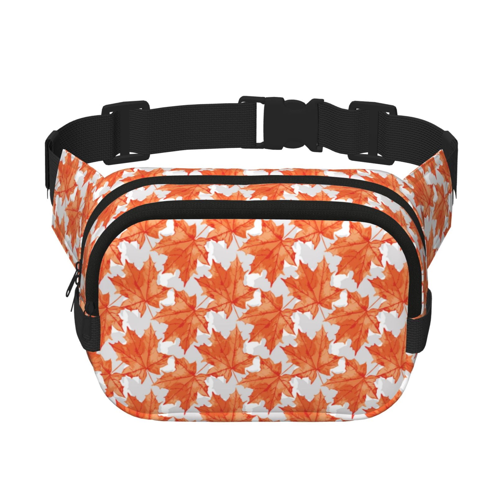 Picia Maple Leaves A Print Square Double-Layer Waist Bag Mini Adjustable Waist Belt Bag Exercise Running Travel Hiking