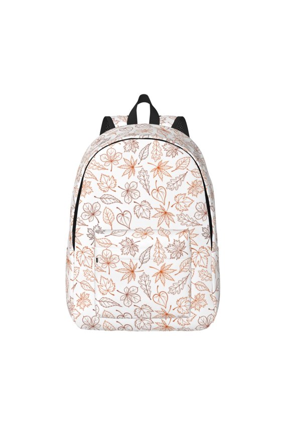 Maple Leaves Printed Canvas Daypack - Stylish and Durable Vintage Compact Backpack - Class, Work, Travel, or Laptop Bookbag,Organized Compartments-Medium