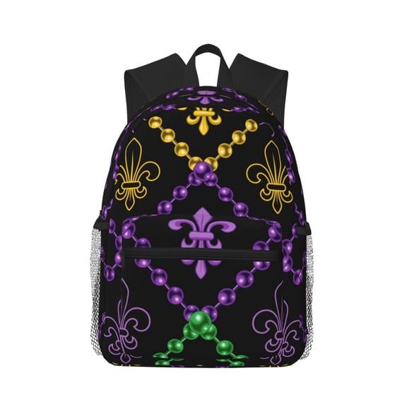 Picia Mardi Gra Geometric Large Capacity Backpack Classic Style Backpack Casual Backpack Water-Resistant School Work Travel Outdoor Backpack