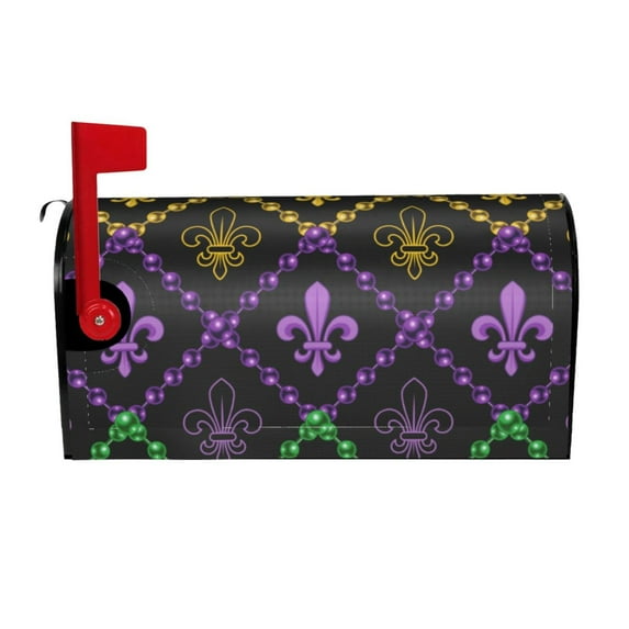 Picia Mardi Gra Geometric Magnetic Mailbox Cover Standard Size-21x18 in