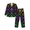 thumbnail image 1 of Picia Mardi Gra Geometric Pattern Men’s Long-Sleeve Sleepwear Set - Soft 2-Piece Loungewear with Pockets, Comfy PJs for Relaxing Nights-Small, 1 of 7