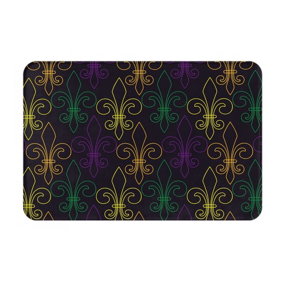 Picia Mardi Gras Carnival Pattern Flannel Doormat 16x24 Inch Non-Slip Indoor Mat, Absorbent & Quick-Dry Rug for Entryway, Bathroom, Kitchen, and Bedroom, Machine Washable