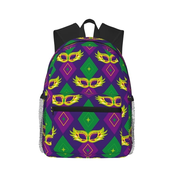 Picia Mardi Gras Carnival3 Large Capacity Backpack Classic Style Backpack Casual Backpack Water-Resistant School Work Travel Outdoor Backpack