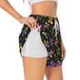thumbnail image 1 of Picia Mardi Gras Carnival4 Pattern Women's 2 in 1 Athletic Running Shorts High Waisted Workout Casual Gym Sweat Shorts with Comfy Liner Zipper Pockets-Small, 1 of 9