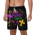 thumbnail image 1 of Picia Mardi Gras with Flamingo pattern Mens Swim Trunks with Compression Liner Stretch Beach Shorts Quick Dry with Zipper Pockets No-Chafing Board Shorts-XX-Large, 1 of 9