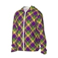 thumbnail image 1 of Picia Mardi Gras Plaid Women's Men's UPF 50+ Sun Protection Hoodie Shirt Long Sleeve SPF Fishing Outdoor UV Hiking Lightweight Shirts-Medium, 1 of 9
