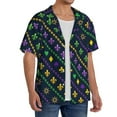 thumbnail image 1 of Picia Mardi Gras Strings of Beads Men's Linen Shirts Short Sleeve Cuban Beach Shirts Casual Shirts Button Down Shirt for Men Beach Summer Wedding Shirt-3X-Large, 1 of 7