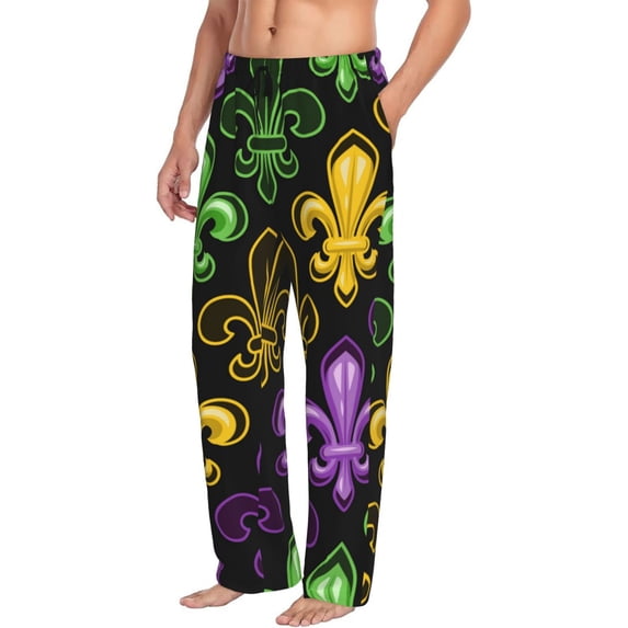 Picia Mardi Gras1 Mens Soft Woven Cotton Elastic Waistband Sleep Pajama Pant Lounge Sleep Pant With Pockets And Drawstring-