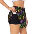 thumbnail image 1 of Picia Mardi Gras1 Pattern Women's 2 in 1 Athletic Running Shorts High Waisted Workout Casual Gym Sweat Shorts with Comfy Liner Zipper Pockets-Small, 1 of 9