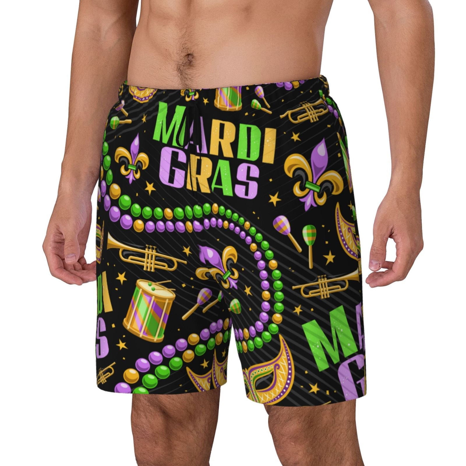 Picia Mardi Gras3 pattern Mens Swim Trunks with Compression Liner
