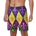 thumbnail image 1 of Picia Mardi Gras4 pattern Mens Swim Trunks with Compression Liner Stretch Beach Shorts Quick Dry with Zipper Pockets No-Chafing Board Shorts-Small, 1 of 9