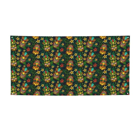 Picia Mask Tropical Flower Pattern Party Banner, Festive Decoration, Holiday Banner, Celebration Decor, Event Banner, Reusable Party Banner-Small