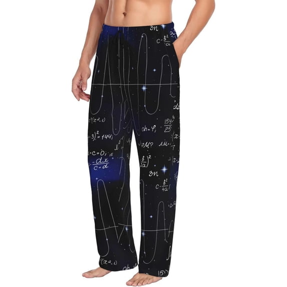 Picia Mathematica Science Mens Soft Woven Cotton Elastic Waistband Sleep Pajama Pant Lounge Sleep Pant With Pockets And Drawstring-X-Large