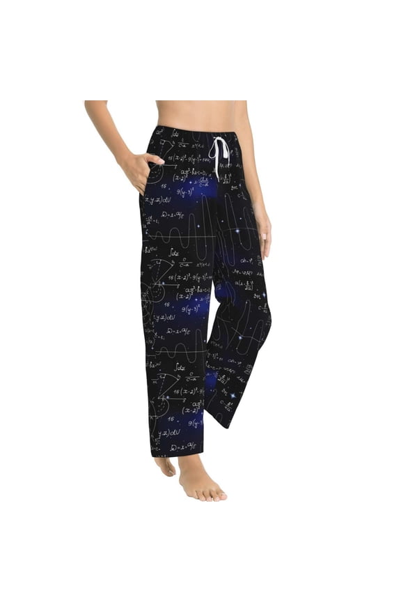 Mathematica Science Womens Soft Woven Cotton Elastic Waistband Sleep Pajama Pant Lounge Sleep Pant With Pockets And Drawstring-Small