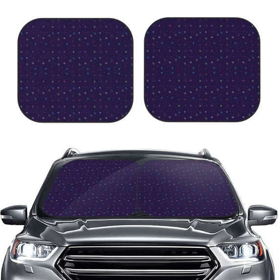 Picia Mathematical Symbols 2 Piece Car Windshield Sun Shade Foldable | Foldable Sun Shield for Front Window Blocks UV Rays and Keeps Your Vehicle Cool-Small