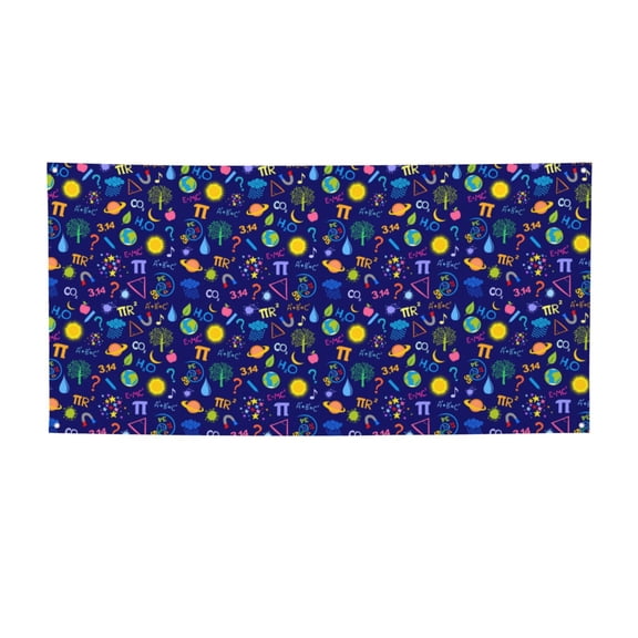 Picia Mathematics And Chemistry Pattern Party Banner, Festive Decoration, Holiday Banner, Celebration Decor, Event Banner, Reusable Party Banner-Medium