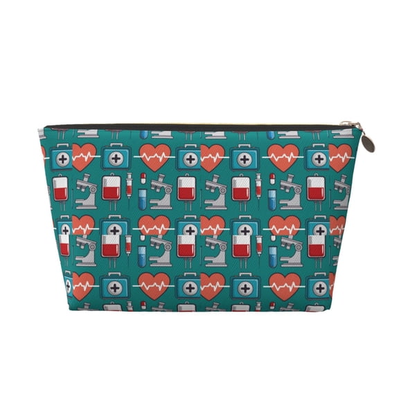 Picia Medical Elements Printed Leather Travel Toiletry Bag,Cosmetic Organizer, Makeup Travel Bag, Durable Travel Pouch, Compact Toiletry Bag, Travel Accessories