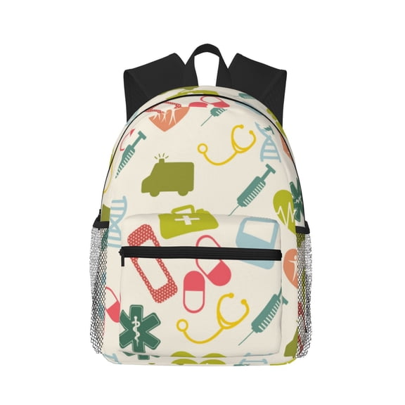 Picia Medical Icons Large Capacity Backpack Classic Style Backpack Casual Backpack Water-Resistant School Work Travel Outdoor Backpack