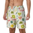 thumbnail image 1 of Picia Medical Icons pattern Mens Swim Trunks with Compression Liner Stretch Beach Shorts Quick Dry with Zipper Pockets No-Chafing Board Shorts-Small, 1 of 1