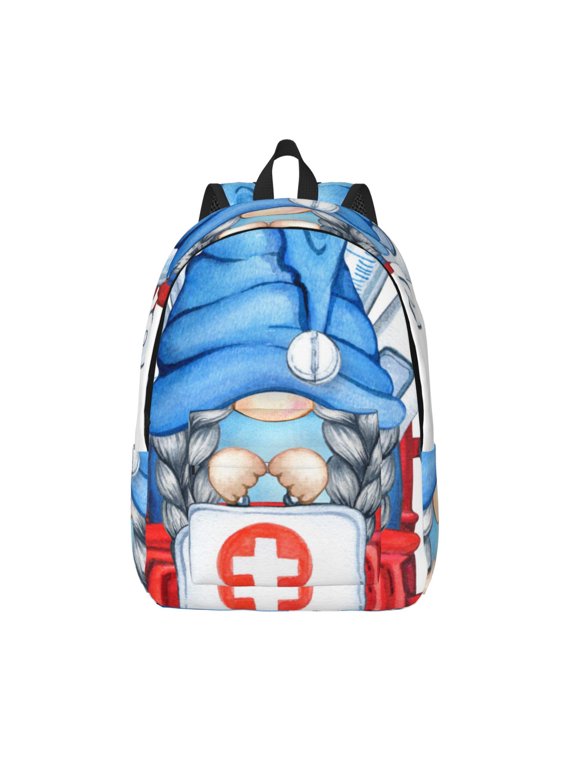 Medicine Gnome Truck Red Printed Canvas Daypack - Stylish and Durable Vintage Compact Backpack - Class, Work, Travel, or Laptop Bookbag,Organized Compartments-Small