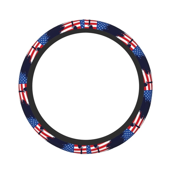 Picia Memorial Day Car Steering Wheel Cover, Non-Slip, Breathable, Universal 15 inch