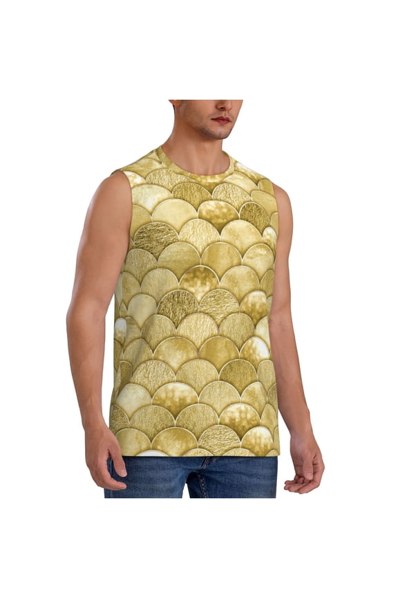 Mermaid Fish Scale mens Cotton Tank Undershirts , Moisture-wicking Ribbed Tanks, Lightweight Cotton Tank Undershirts-3X-Large