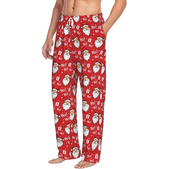 Picia Merry Christmas Santa Claus A Mens Soft Woven Cotton Elastic Waistband Sleep Pajama Pant Lounge Sleep Pant With Pockets And Drawstring-X-Large