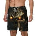 thumbnail image 1 of Picia Metal Evil Skull pattern Mens Swim Trunks with Compression Liner Stretch Beach Shorts Quick Dry with Zipper Pockets No-Chafing Board Shorts-Large, 1 of 1