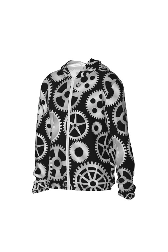 Metallic Gears Women's Men's UPF 50+ Sun Protection Hoodie Shirt Long Sleeve SPF Fishing Outdoor UV Hiking Lightweight Shirts-Large